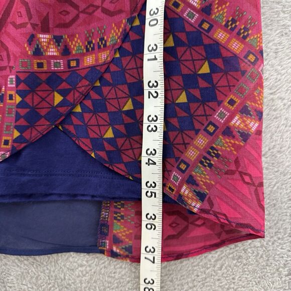 Desigual Dress Womens EU36 Blue Cassidy Tank Boho Printed Layered Chiffon Short - Picture 9 of 10